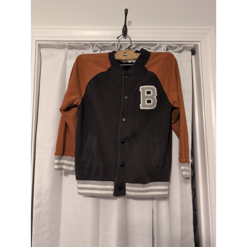 H&M Boys Snap Front Jacket‎ Size 6x/7 Brown And Black